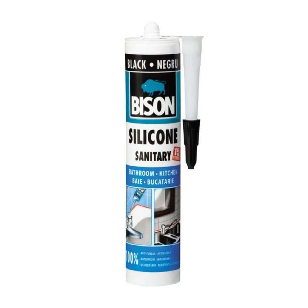 Silicon sanitar negru 280ml BISON